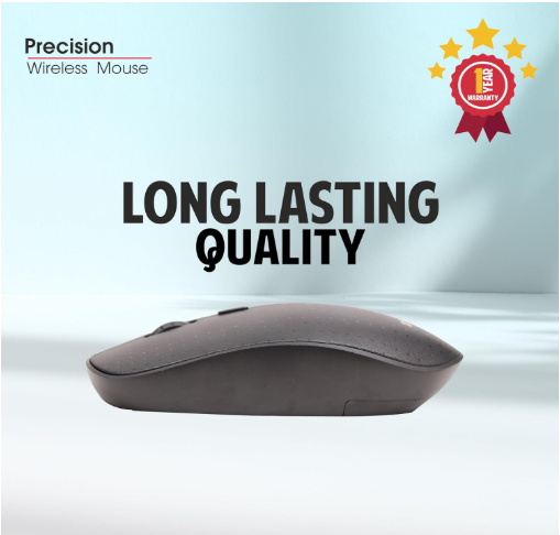 Zebion Precision 4G Wireless Mouse, USB Nano Receiver, Adjustable DPI 800/1000/1600, Automatic Sleep State, Transmission rang Upto 10M, Required for 2 AAA Batteries, Silent Switch, Black Color